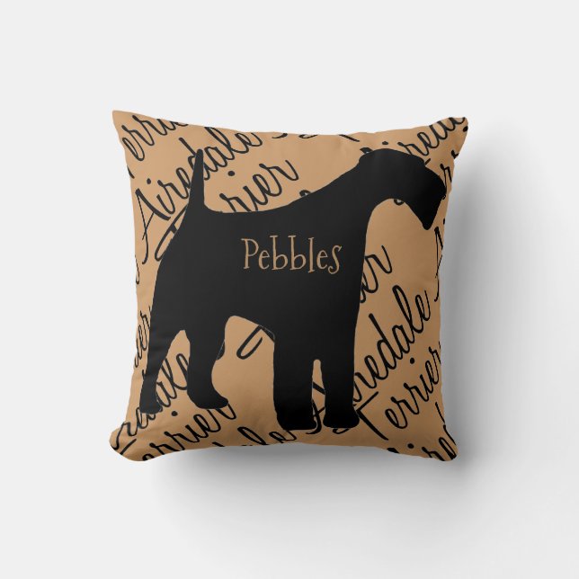 Airedale Terrier Dog Silhouette Custom Pillow (Front)