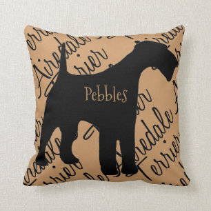 Airedale Terrier Dog Silhouette Custom Pillow