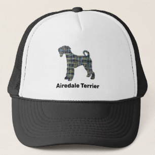 Airedale Terrier Dog Silhouette Grid Custom Trucker Hat