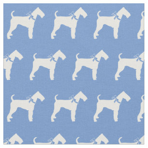 Airedale Terrier Dog Silhouette Pet Light Blue Fabric