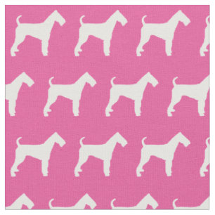 Airedale Terrier Dog Silhouette Pet Pink Fabric