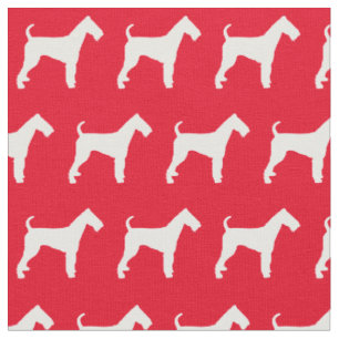Airedale Terrier Dog Silhouette Pet Red Fabric