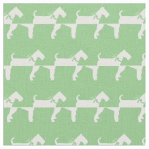 Airedale Terrier Dog Silhouette Pet Sage Green Fabric