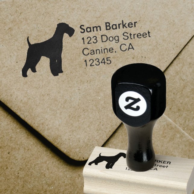 Airedale Terrier Dog Silhouette Return Address Rubber Stamp (Creator Uploaded)