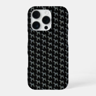 Airedale Terrier Dog Silhouette Yellow Black Grid iPhone 16 Pro Case