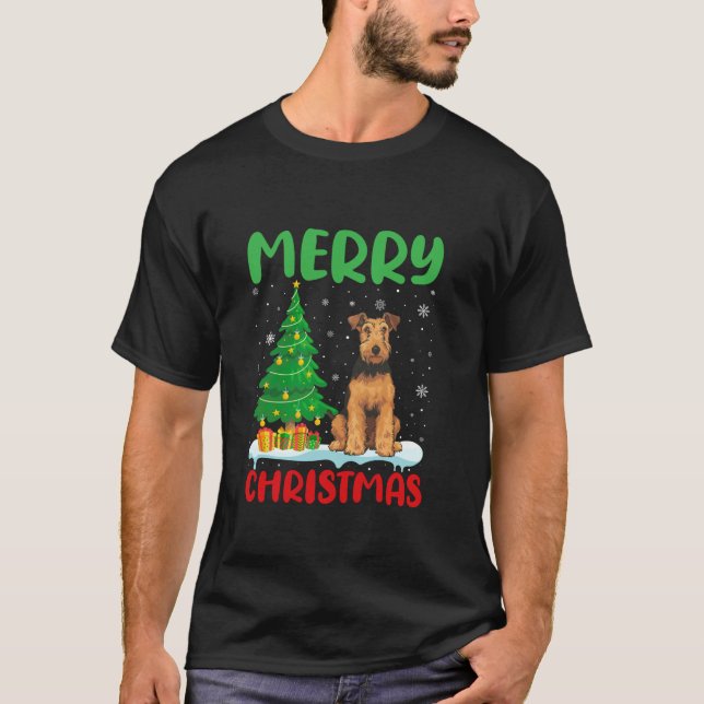 Airedale Terrier Dog Tree Xmas Sweater Ugly Christ (Front)