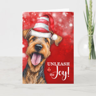 Airedale Terrier Dog Unleash the Joy Christmas Holiday Card