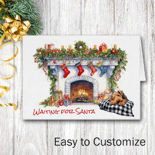 Airedale Terrier Dog Wait for Santa