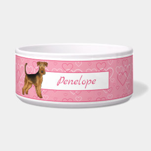 Airedale Terrier Dog With Pink Hearts And Pet Name