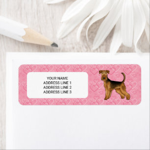 Airedale Terrier Dog With Pink Hearts And Text Return Address Label