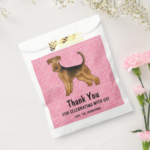 Airedale Terrier Dog With Pink Hearts Thank You Favour Bag