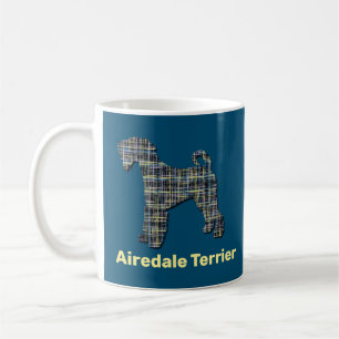 Airedale Terrier Dog YB Grid Lines on Blue Coffee Mug