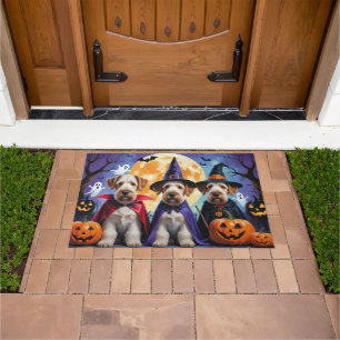 Airedale Terrier Dogs Pumpkin Halloween Funny Doormat