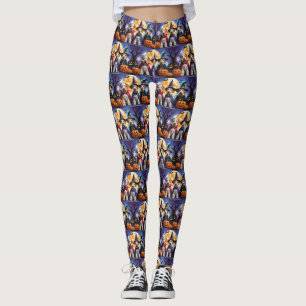 Airedale Terrier Dogs Pumpkin Halloween Funny Leggings
