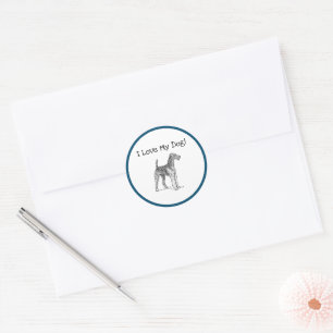Airedale Terrier Elegant Dog Drawing Classic Round Sticker