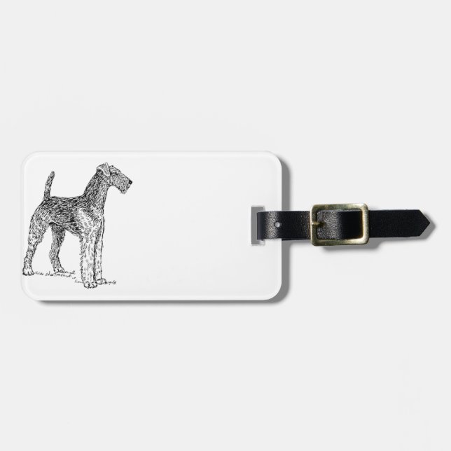 Airedale Terrier Elegant Dog Drawing Luggage Tag (Front Horizontal)
