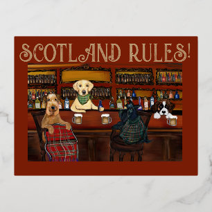 AIREDALE TERRIER  & FRIENDS       FOIL HOLIDAY POSTCARD