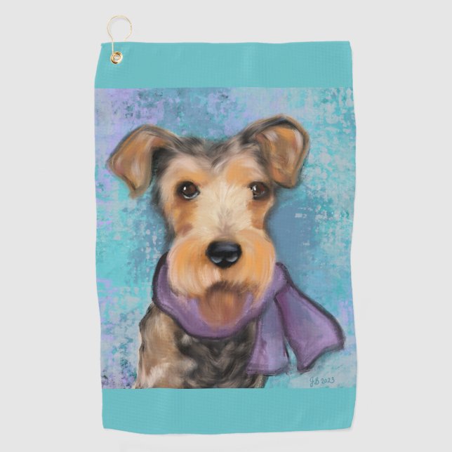 Airedale Terrier Golf Towel (Front)