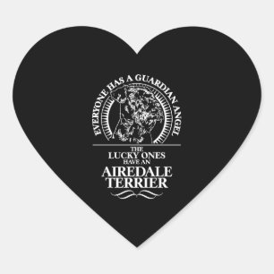 Airedale Terrier Guardian Angel dog quote Heart Sticker