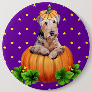 Airedale Terrier Halloween Dale-O-Lantern 6 Cm Round Badge
