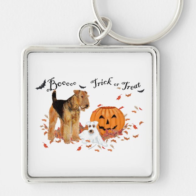 Airedale Terrier Halloween Key Ring (Front)