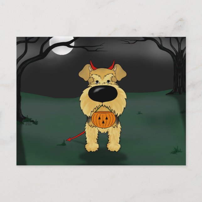 Airedale Terrier Halloween Postcard (Front)