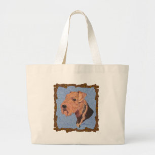 Airedale Terrier Head Study Large Tote Bag