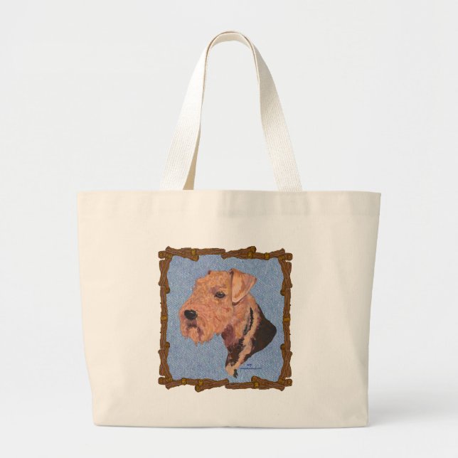 Airedale Terrier Head Study Large Tote Bag (Front)