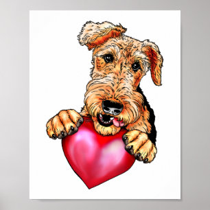 Airedale Terrier Holding Heart Poster