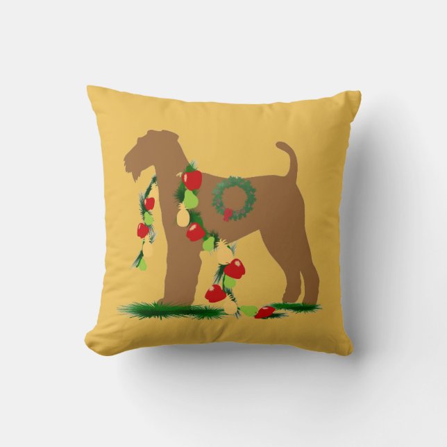 Airedale Terrier holiday Pillow (Front)