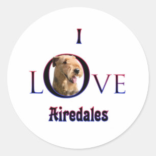 Airedale Terrier I Love Classic Round Sticker