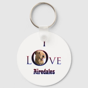 Airedale Terrier I Love Key Ring