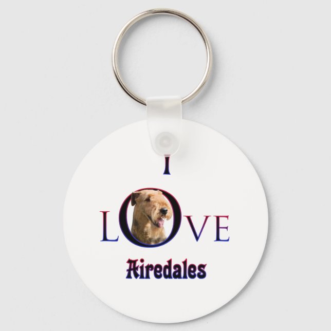Airedale Terrier I Love Key Ring (Front)
