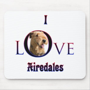 Airedale Terrier I Love Mouse Pad