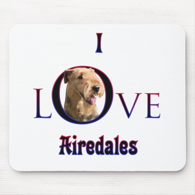 Airedale Terrier I Love Mouse Pad (Front)