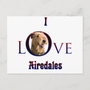 Airedale Terrier I Love Postcard