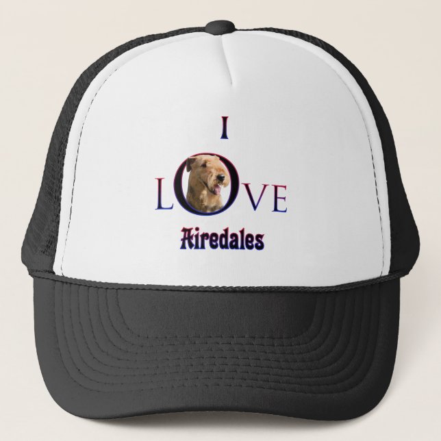 Airedale Terrier I Love Trucker Hat (Front)