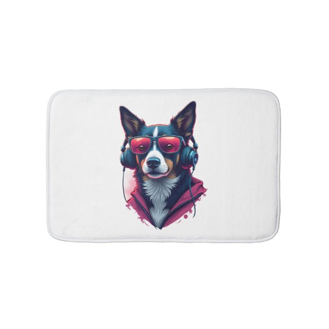 Airedale Terrier in christmas hat  Bath Mat (Front)