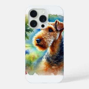 Airedale Terrier in Watercolor 071024AREF149 - Wat iPhone 15 Pro Case