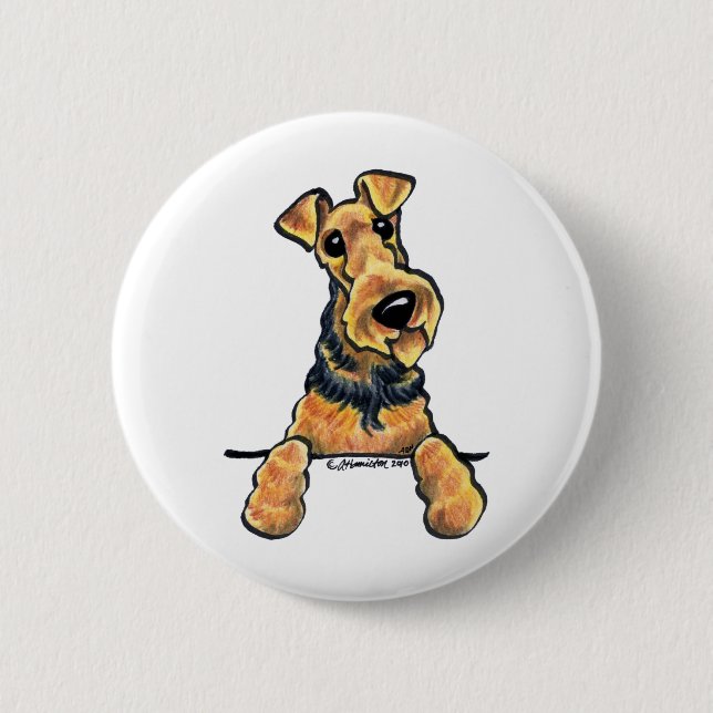 Airedale Terrier Line Art 6 Cm Round Badge (Front)