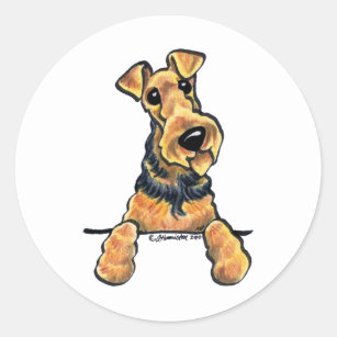 Airedale Terrier Line Art Classic Round Sticker