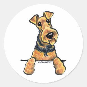 Airedale Terrier Line Art Classic Round Sticker