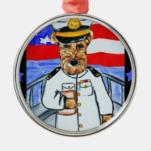 AIREDALE TERRIER METAL ORNAMENT (Front)