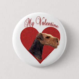 Airedale Terrier My Valentine Button