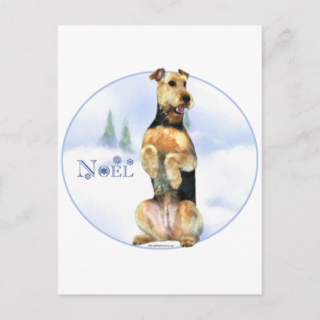 Airedale Terrier Noel Holiday Postcard (Front)