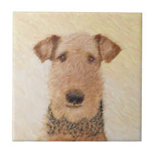 Airedale Terrier Painting - Cute Original Art Ceramic Tile