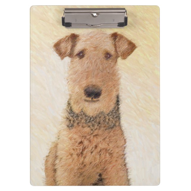 Airedale Terrier Painting - Cute Original Art Clipboard (Front)