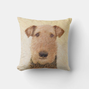 Airedale Terrier Painting - Cute Original Art Cushion