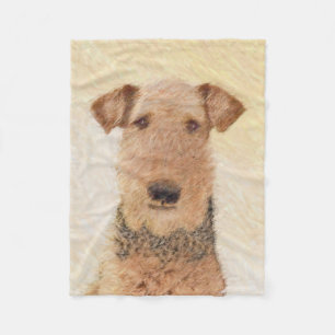 Airedale Terrier Painting - Cute Original Art Fleece Blanket