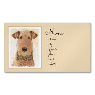 Airedale Terrier Painting - Cute Original Art Magnetic Business Card
